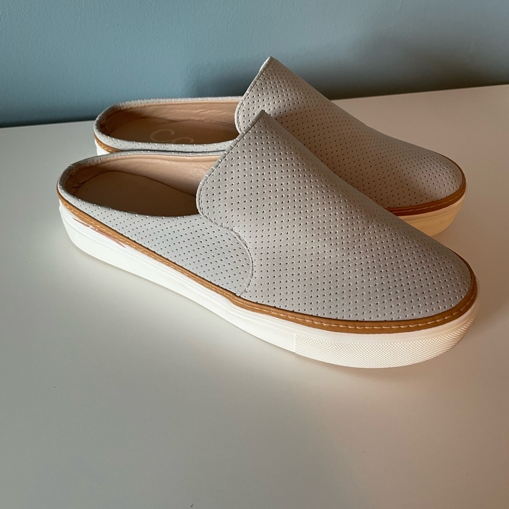 Gray Perforated Slip-On Shoes
